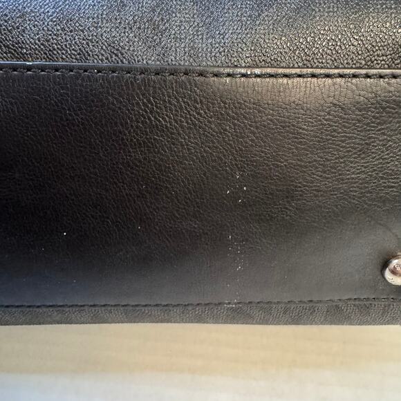 Michael Kors Hamilton Large Signature Monogram Logo Black Leather Satchel Tote - Picture 11 of 16